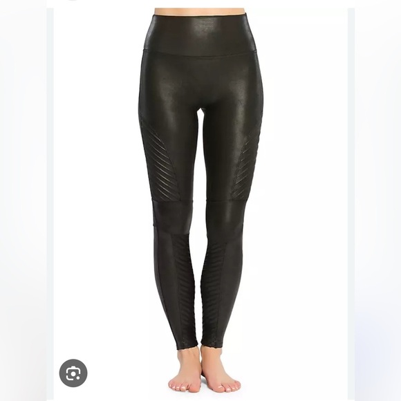 Spanx Moto Leather Leggings - M Petite - Picture 1 of 7